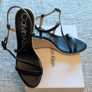 Calvin Klein Black Wedge Sandals